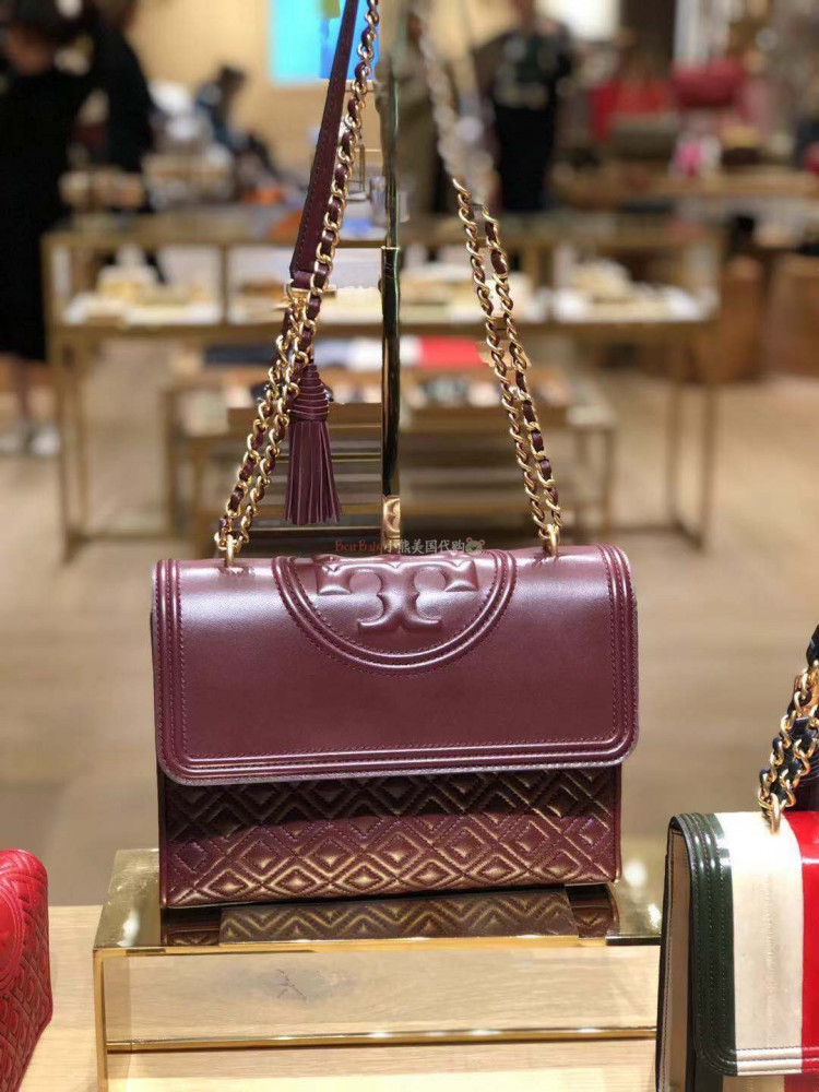 TORY BURCH FLEMING CONVERTIBLE BURGUNDY Charisma.outlet