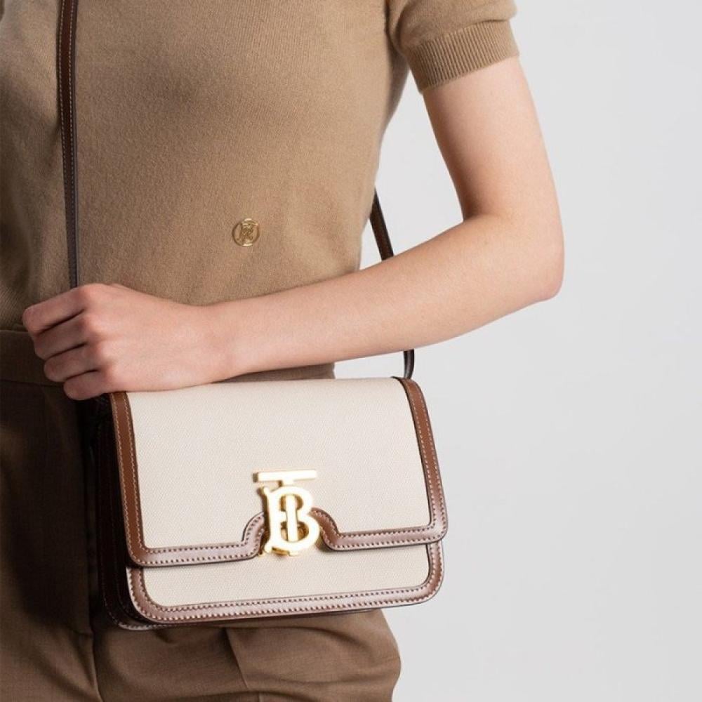 BURBERRY TB canvas and leather cross-body bag