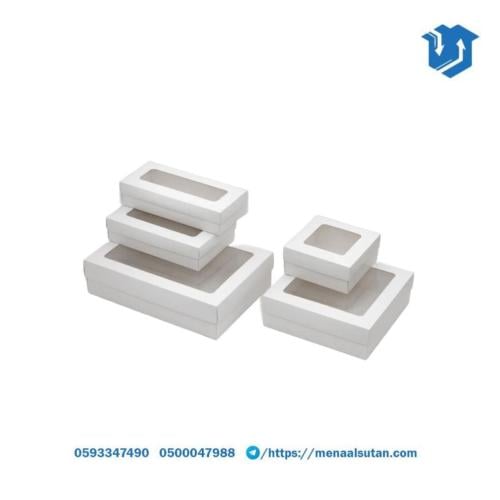 علب ورقية بغطاء شفاف