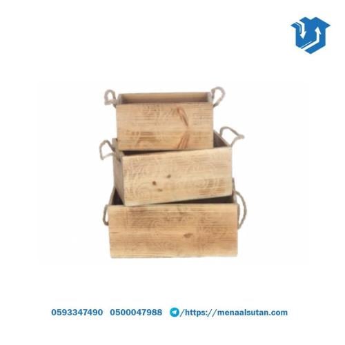 طقم صندوق خشبي 3 قطع