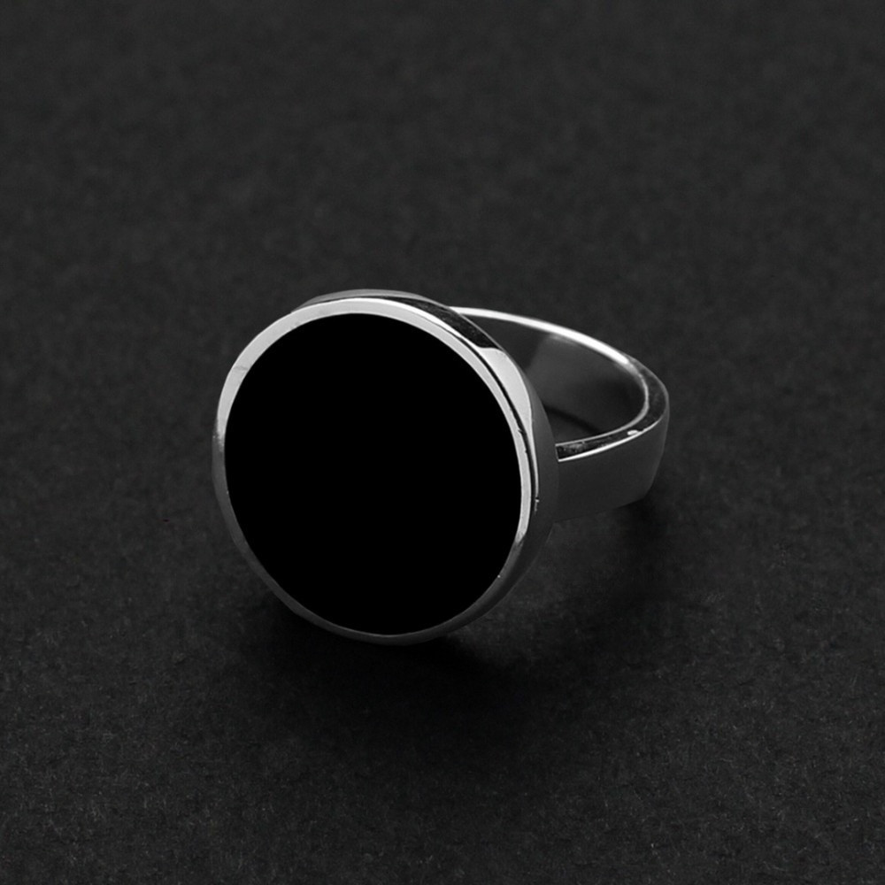 خاتم ملكي دائري عيار 925 - اسود