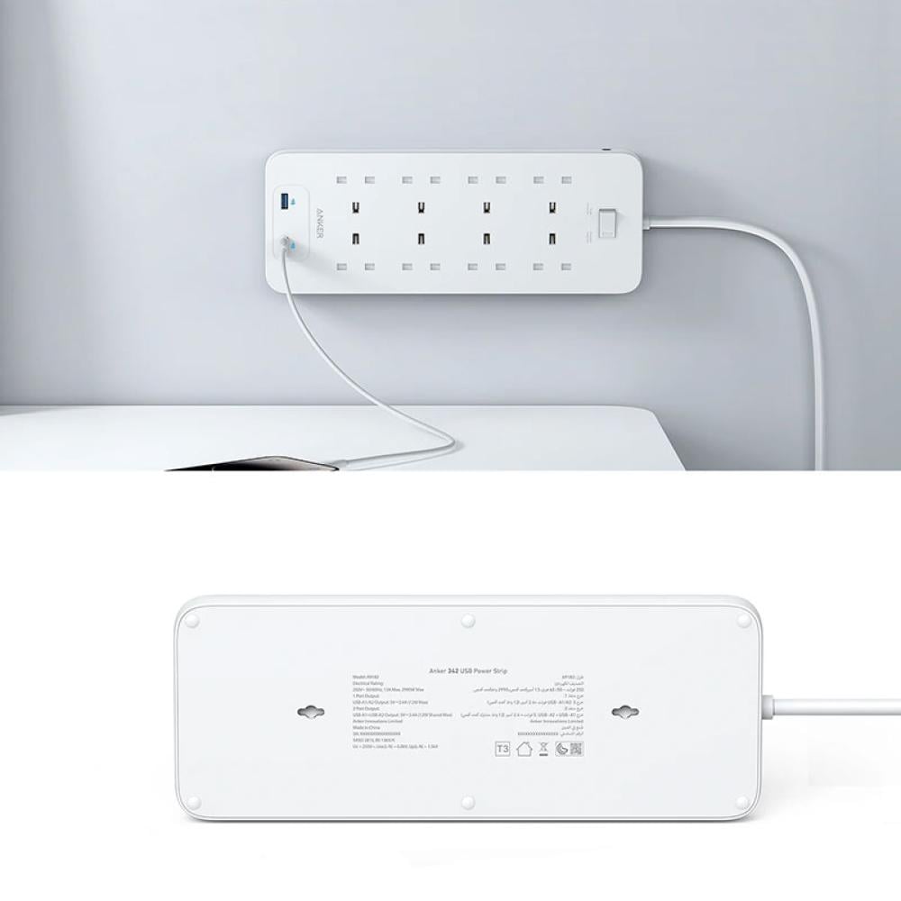 توصيلة كهربائية 1.8 متر 8 منافذ كهرباء مع 2 منفذ USB قابس تشغيل من انكر