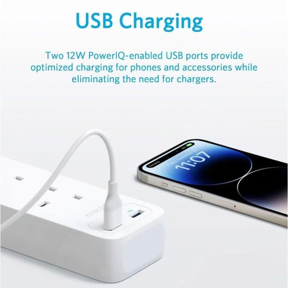 توصيلة كهربائية 1.8 متر 8 منافذ كهرباء مع 2 منفذ USB قابس تشغيل من انكر
