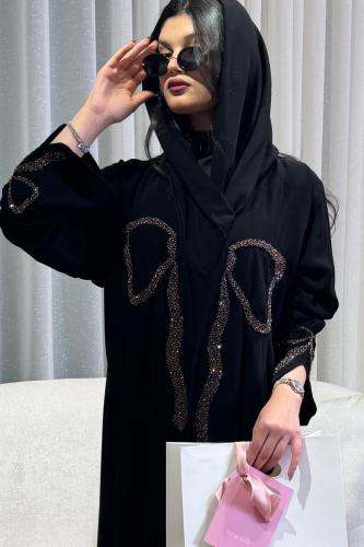 كريب ملكي دانتيل مطرز بالكريستال البرغندي