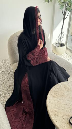 كريب ملكي كلوش دانتيل برغندي