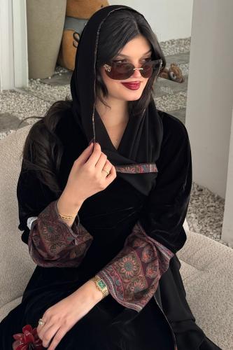 مخمل كلوش بكم كشميري وطرحه بوجهين (ياقوت)