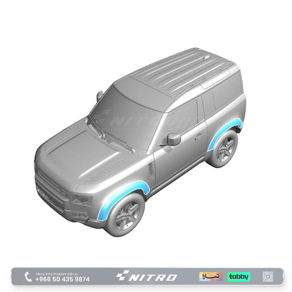 طقم رفارف عريضة (Wide Body) أسود لامع لاند روفر ديفندر 90 موديلات 2020–2025