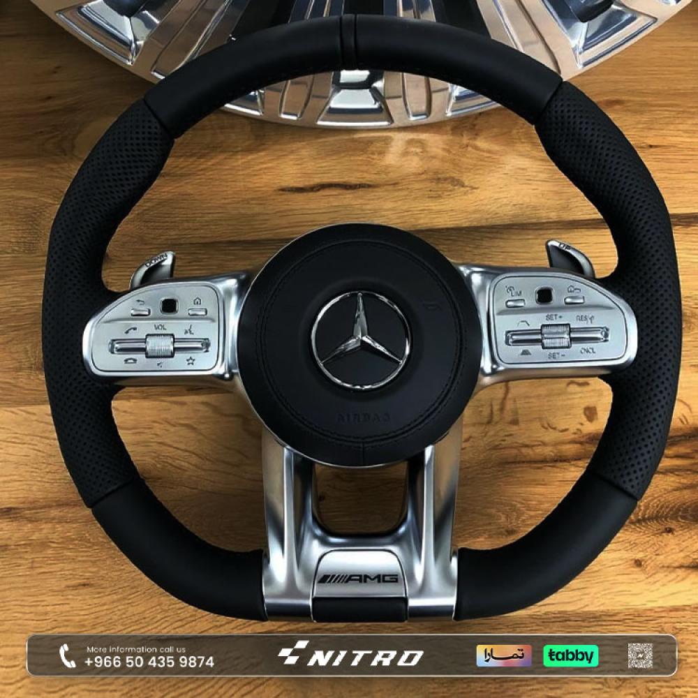 طارة مقود مرسيدس رياضية بتصميم AMG من الجلد الفاخر والكروم