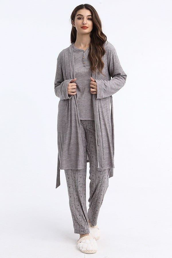 3 piece pajama set with cardigan sale