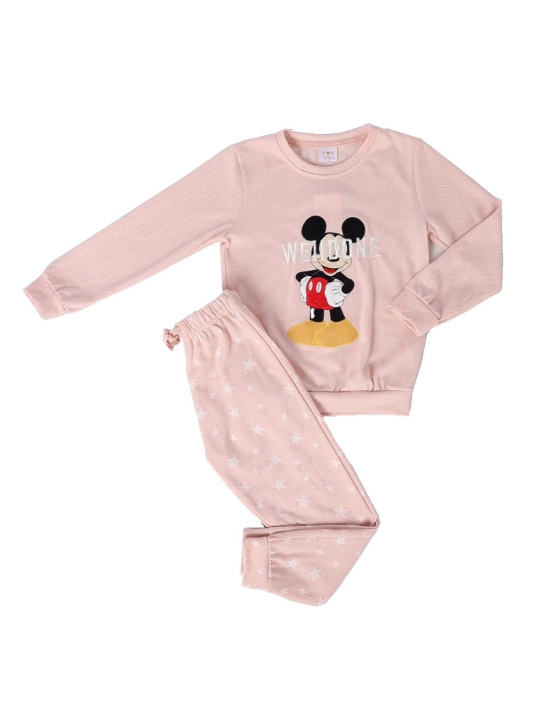 Girls winter pajama set with Mickey Mouse sticker Alharam Plaza