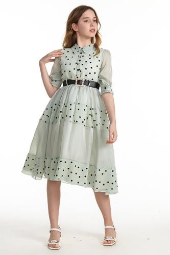 فستان بناتي سادة ومنقط