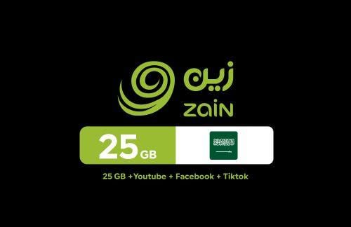 بطاقة زين لشحن الانترنت 25 جيجا + 25 جيجا يوتيوب و...