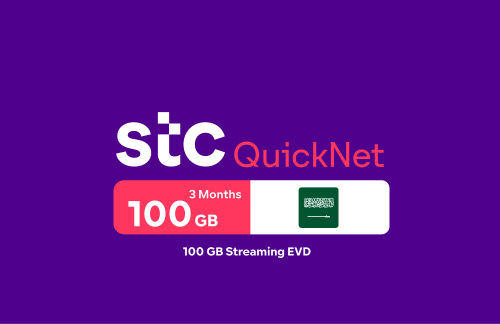 بطاقة كويك نت 100 جيجا + 100 جيجا ستريمينج EVD لمد...