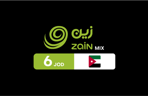 بطاقة زين ميكس 6 دينار أردني