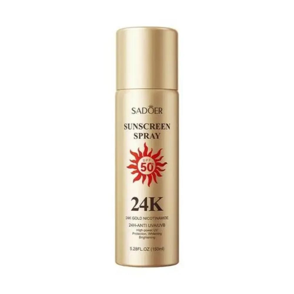 سادور بخاخ تبييض عالي الحماية للوقاية من اشعة الشمس قوة 50 SPF بالنيكوتيناميد ذهب عيار 24 قيراط لتقليل المسام والتحكم في زيوت البشرة - 150مل