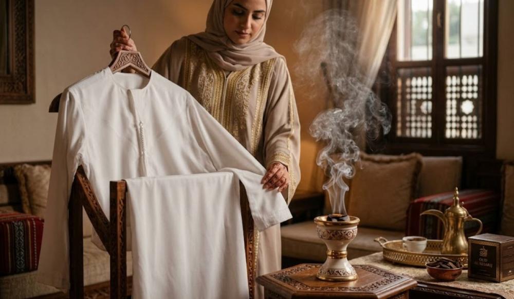 طريقة تبخير الملابس بالعود