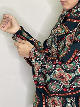 شرشف صلاة سحاب بقماش قطن بارد مشجر بنقوش رمضانية ب...