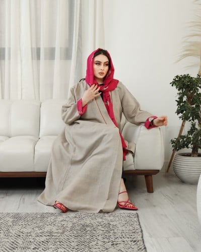 عباية لنن فرنسي مع الشيفون الايطالي