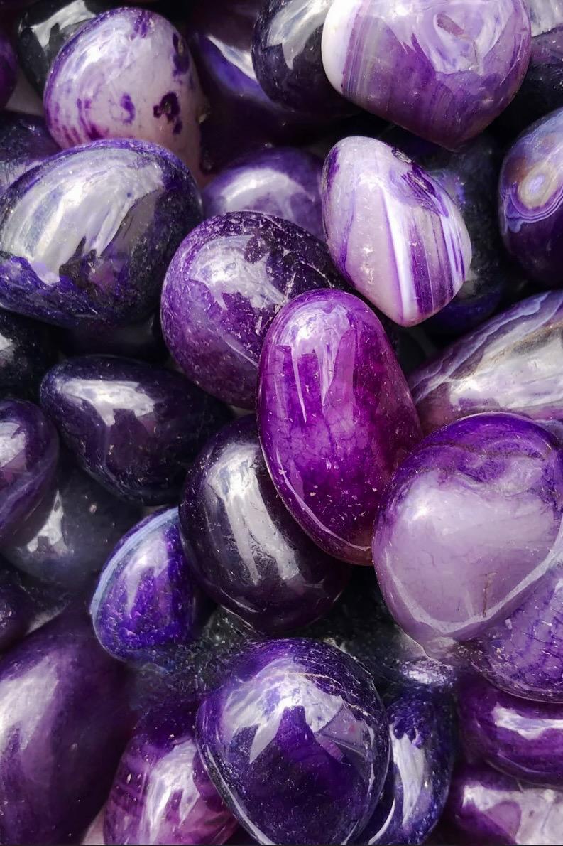 سوار حجر العقيق البنفسجي الثلاثي