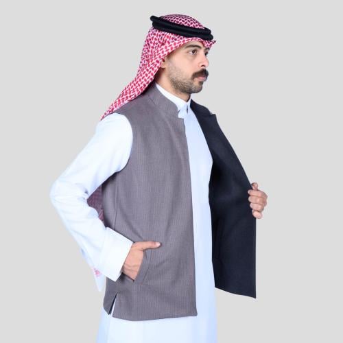 سديري رجالي دبل فيس فيراني مقلم اسود