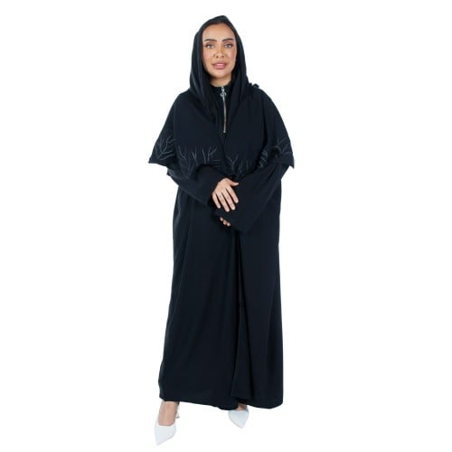 عباية نسائية بروش أسود مع طرحة M