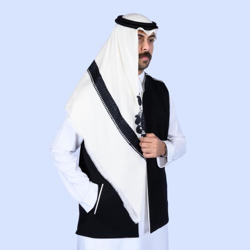 شال رجالي بتطريز أسود مميز