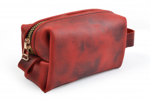 حقيبة مكياج فاخره جلد طبيعي لون خمري