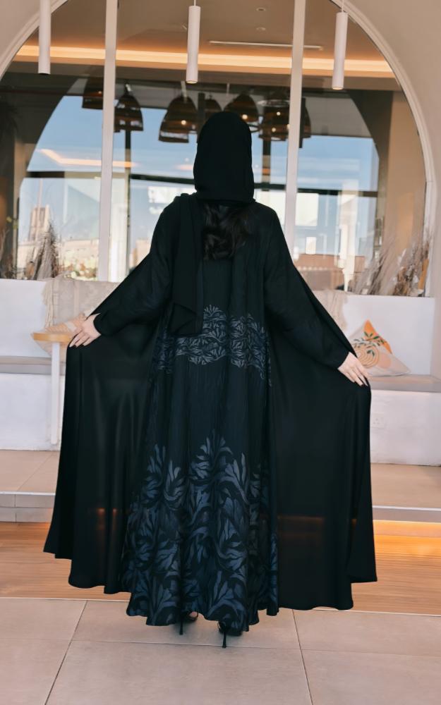 Black Crepe Abaya with Jacquard
