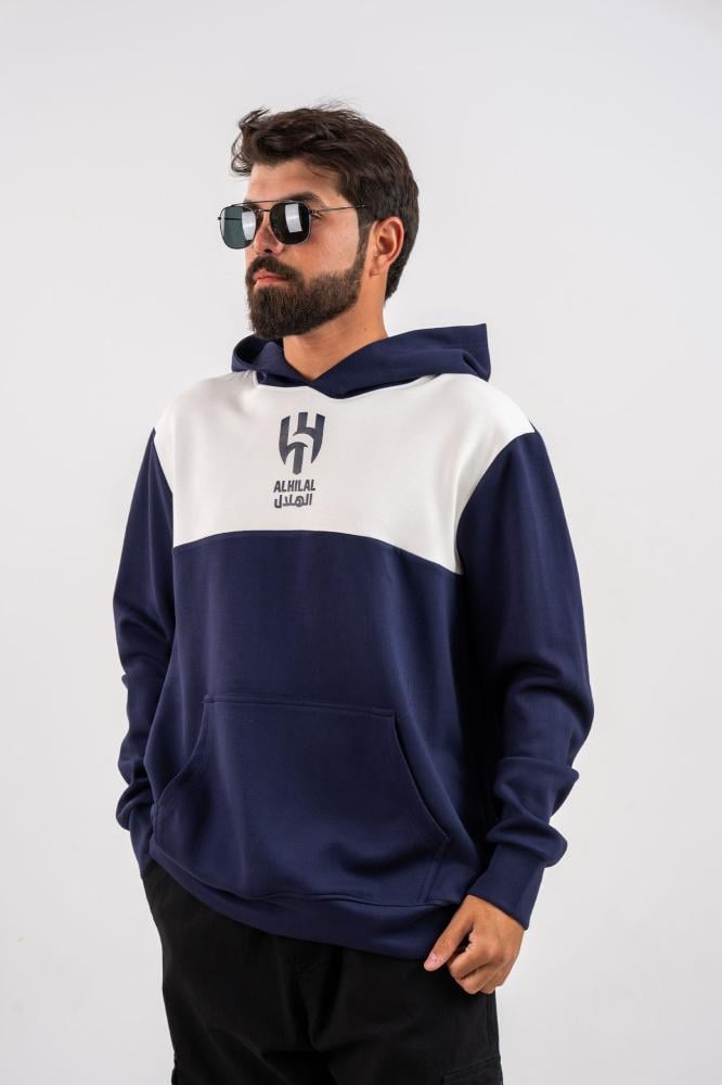 هودي نادي الهلال كحلي+أبيض وشعار النادي