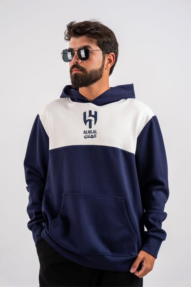 هودي نادي الهلال كحلي+أبيض وشعار النادي