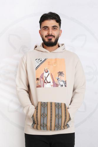 بلوفر التأسيس رجالي بتدخيلات السدو البيج