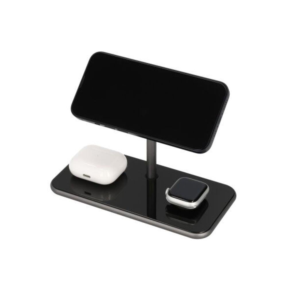 شاحن لاسلكي 3 في 1 من MEZONE بقوة 22.5 واط لأجهزة iPhone وiWatch وAirpods، أسود
