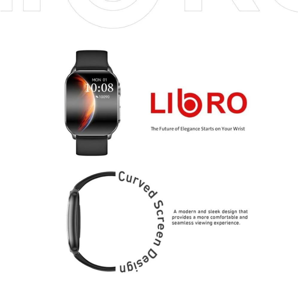 ليبرو - ساعة ذكية بتصميم منحني أنيق بطارية 300mAh وضع رياضي +100