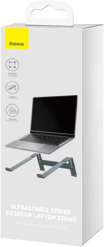 حامل لابتوب لسطح المكتب من بيسوس، حامل محمول مريح قابل للتعديل، 4 تروس قابلة للتعديل متوافق مع أجهزة اللابتوب مقاس 9-15.6 بوصة، سبيس جراي، رمادي