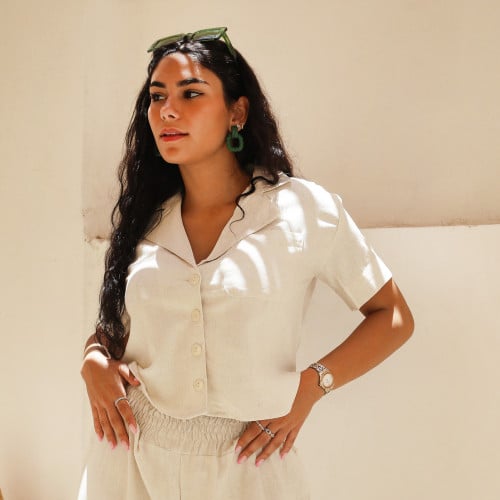 Linen Crop Shirt L244
