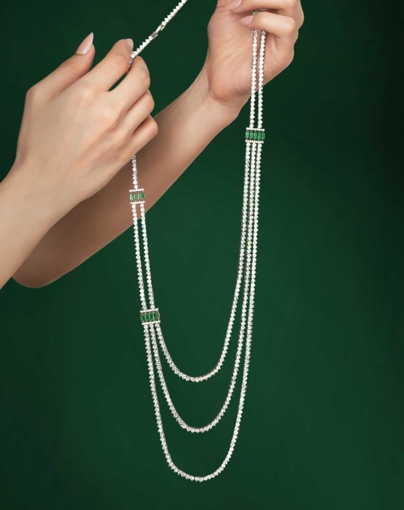 نصف طقم طويل مطلي بالروديوم