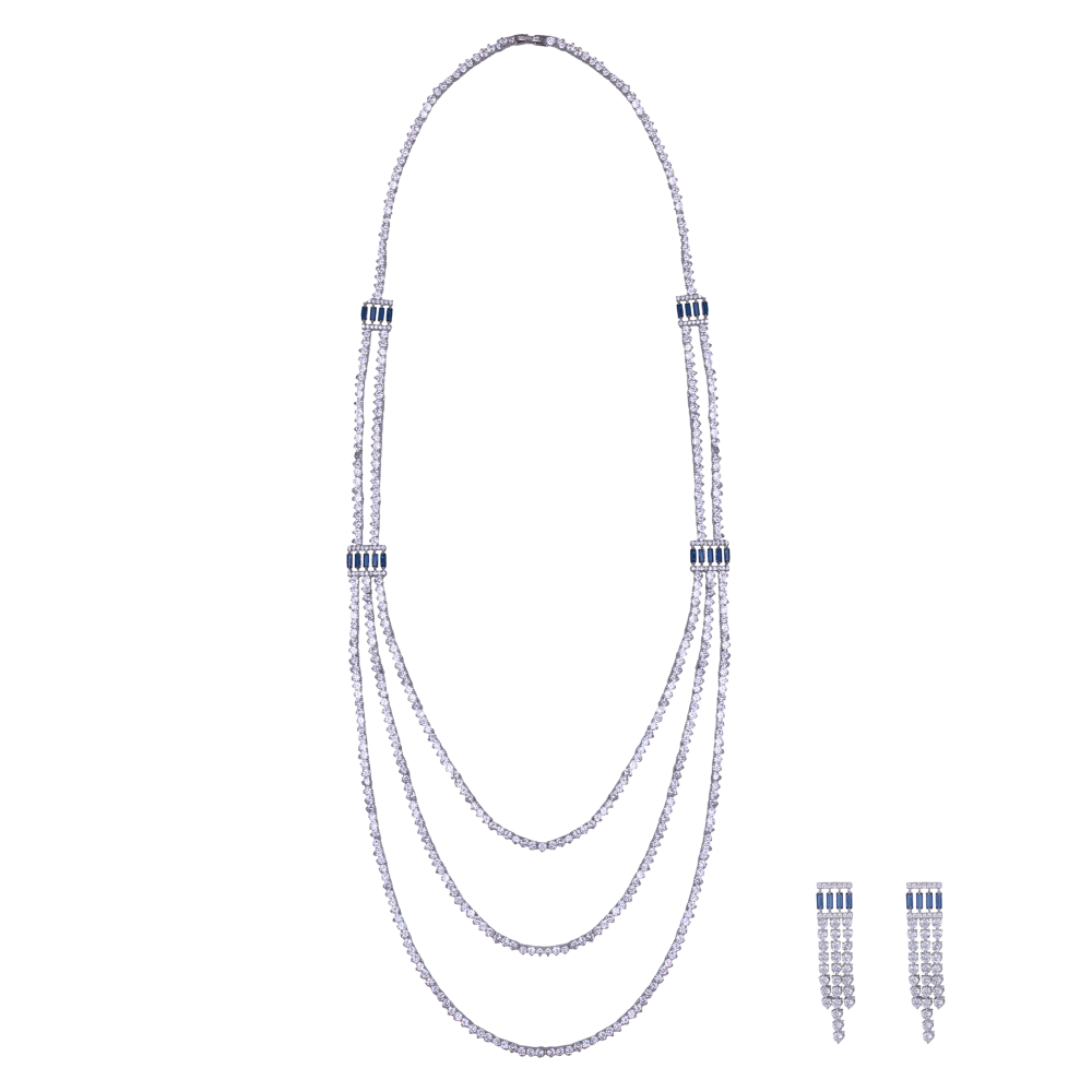 نصف طقم طويل مطلي بالروديوم