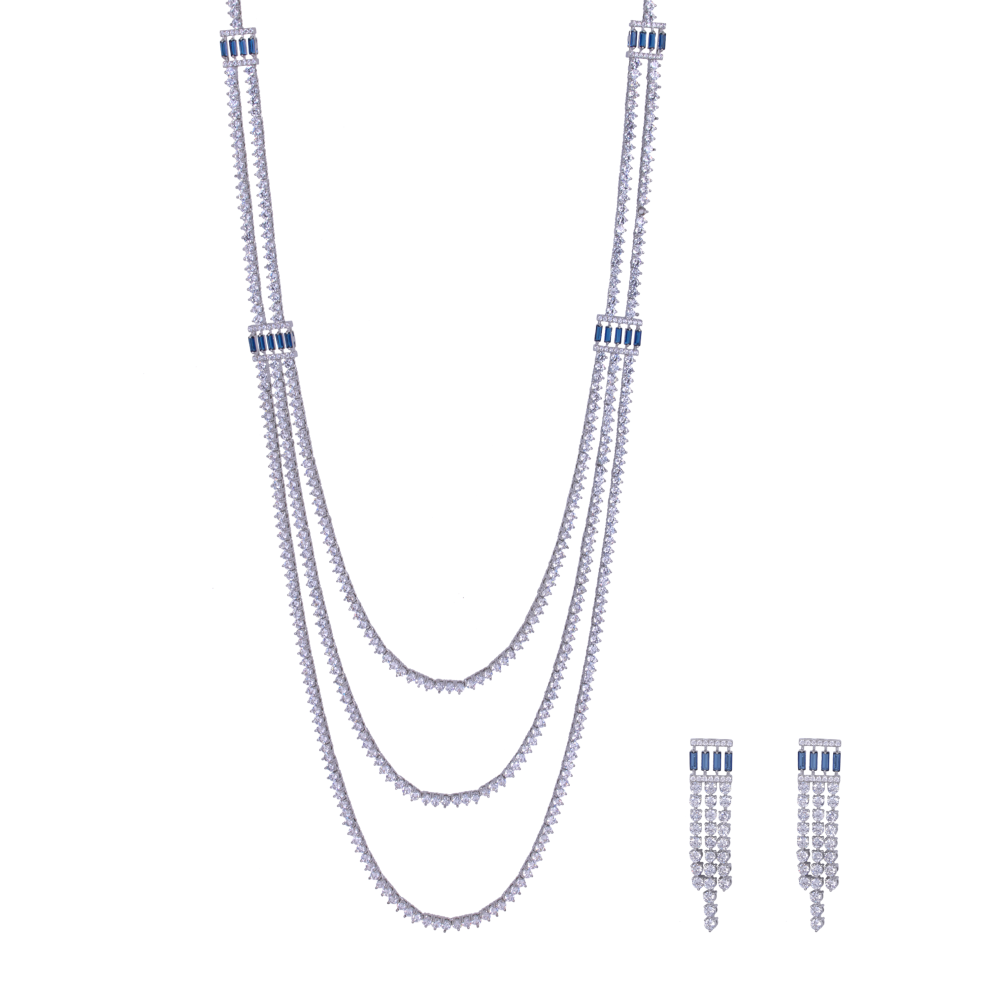 نصف طقم طويل مطلي بالروديوم