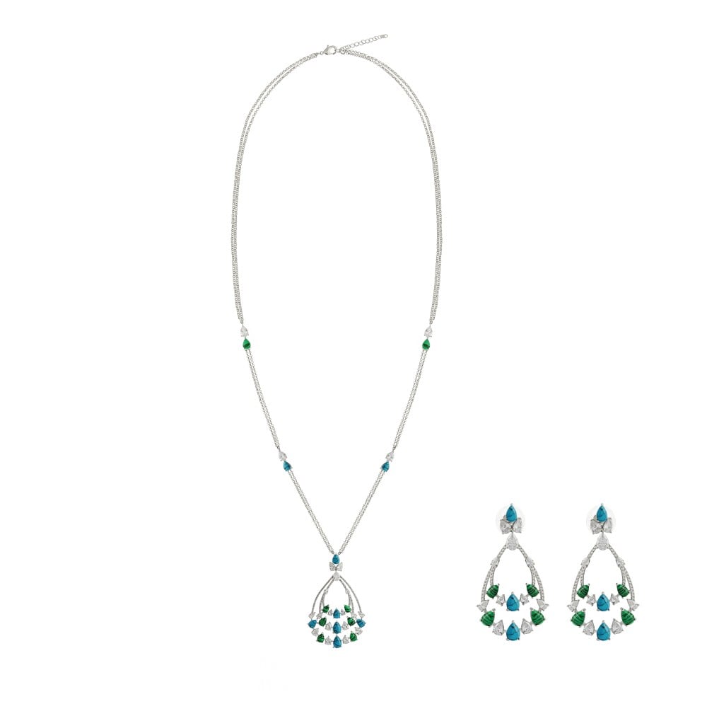 نصف طقم طويل مطلي بالروديوم