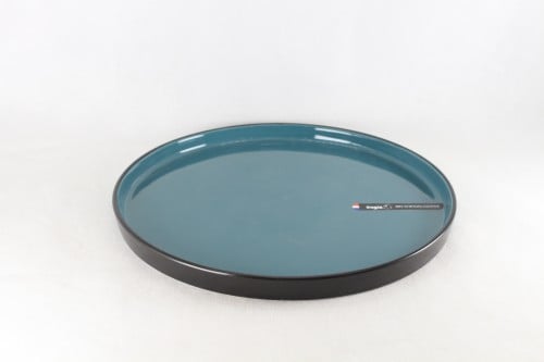 صحن بورسلان اسود وتركوازي 29 سم