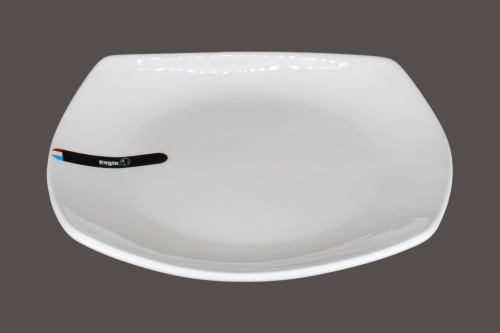 صحن بورسلان مربع مسطح كريمي 20 سم