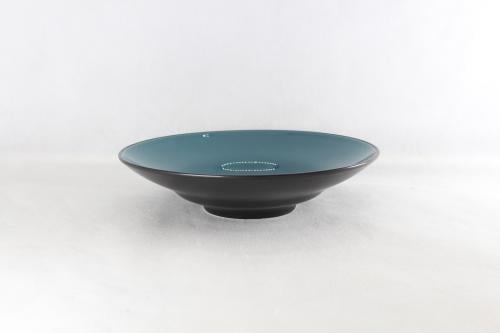 صحن سلطة بورسلان اسود وتركوازي 23 سم