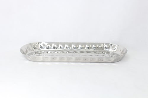 صحن استيل بيضاوي مسطح منقوش 38 * 14.3 سم