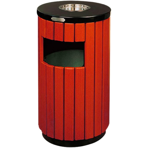 سله مهملات خشبي دائري مع طفاية