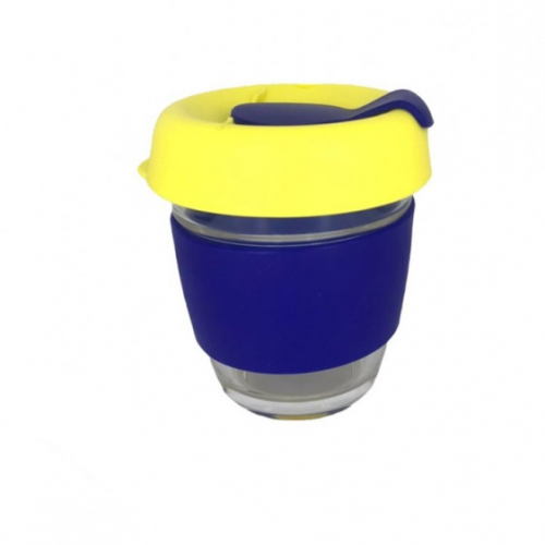 كوب قهوة 8 اونص مسكة سيلكون اصفر