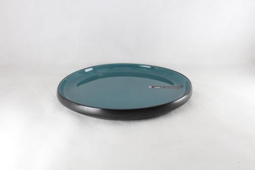 صحن بورسلان أسود وتركوازي دائري 29 سم