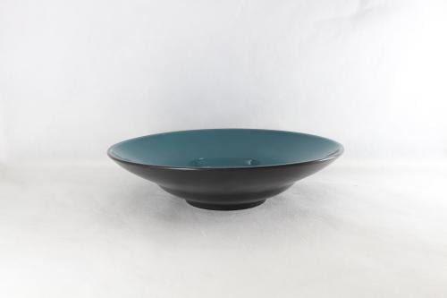 صحن سلطة بورسلان اسود وتركوازي 28 سم