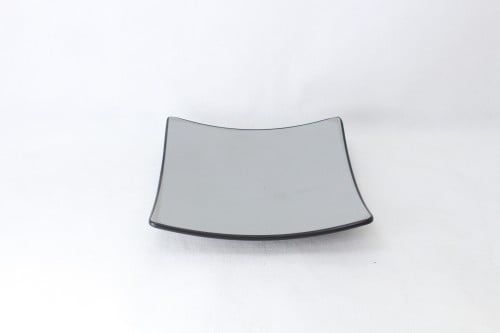 صحن ميلامين مربع اسود ورصاصي