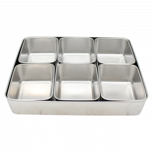 طقم علب توابل 6 خانات استيل 34*28 سم