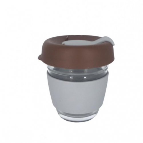 كوب قهوة 8 اونص مسكة سيلكون بني